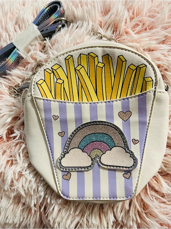 Omg Accessories Other - Cream Kids Crossbody Bag with Rainbow & Yellow Fries Motif